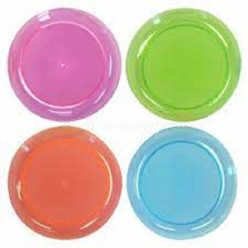 लंबे समय तक चलने वाली टिकाऊ और गोल आकार की प्लेन मल्टी कलर्ड प्लास्टिक प्लेट्स एप्लीकेशन: खाने के लिए