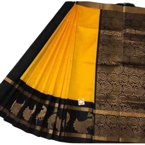 Yellow Handwoven Festive Wear Border Korvai Zari Work Cotton Silk Saree