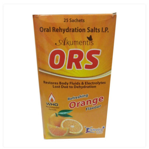 Orange Flavor Oral Rehydration Salts Ip Ors Liquid, Pack Of 25 Grams 