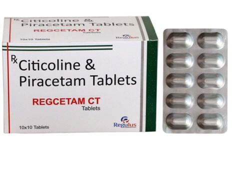 Citicoline & Piracetam 500Mg/800Mg Tablet,10X10 Tablets Regulus  Shelf Life: 1 Years