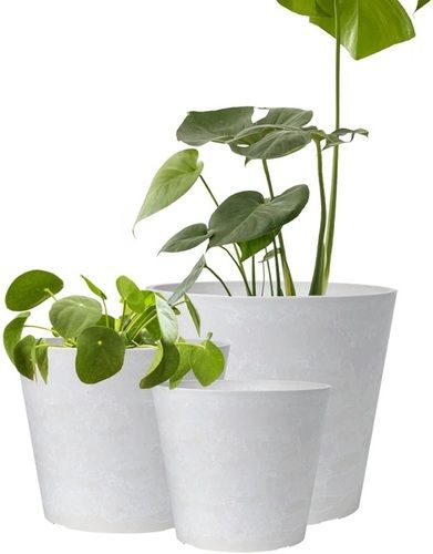 Durable Eco Friendly Lightweight Unbreakable White Plastic Flower Pot