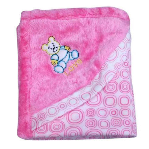 Pink Knitted Fabrics Designer Baby Blanket For 0-3 Years Age Group, 36 X 36 Inches Size