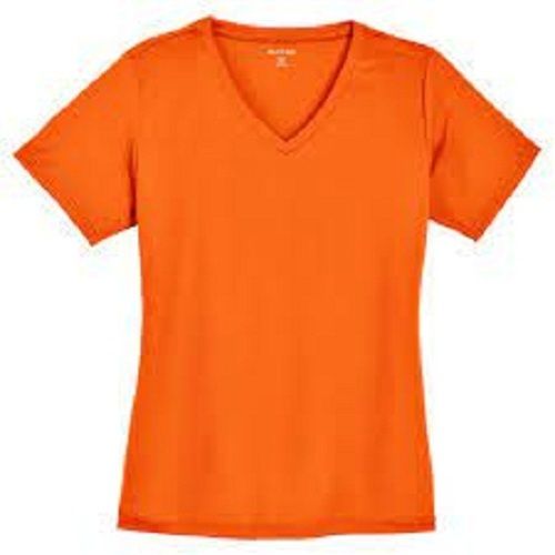 Cotton Orange Half Sleeve Casual Wear Plain Eco Friendly V Neck T Shirts For Mens