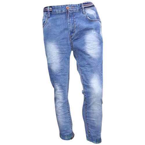 Plain Dyed Breathable Quick Dry Blue Denim Jeans For Men