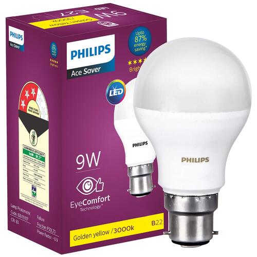 Cool Daylight Philips Ace Saver Round 9 Watts B22 Base White Philips Led Bulb Application: Home