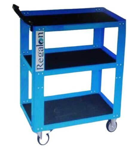 Multicolor Blue And Black Heat Resistant Rectangular Shape Polished Tool Trolley 