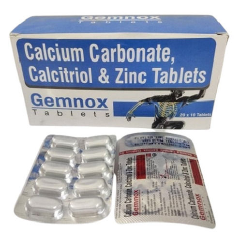 Calcium Carbonate, Calcitriol And Zinc Gemnox 20X10 Tablets  General Medicines