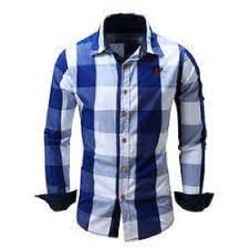 Mens Checked Collar Neck Full Sleeve Casual Wear Regular Fit Cotton Shirt