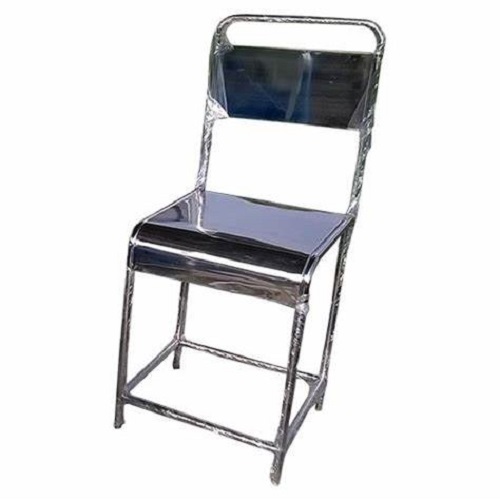 Stylish Stainless Steel Chair - 18-19 Inch Height, Black and Silver Finish | Durable, Easy to Clean, UV and Water Resistant