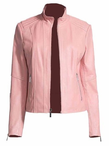 Aviator Style Women's Jacket Woolen Fabric, Medium Size, Pink