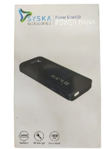 Syska Power Bank - Durable Plastic, Lightweight Design, Bar Shape | Fast Charging, Portable, Stylish Black Finish