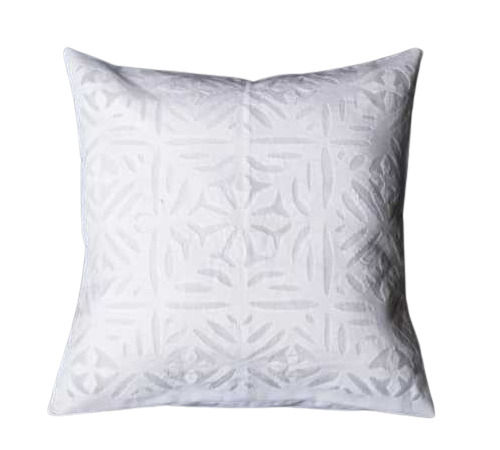 100% Cotton Square White Applique Work Cushion Covers