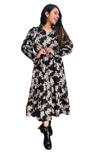 Multi Ladies Fashionable Comfortable And Breathable Floral Printed Western Cotton Gown