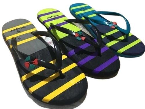 Black Rubber Flip Flops Beach Slippers For Ladies