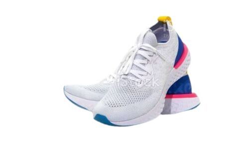 Slip Resistance Comfortable Flexible White And Blue Lace Closure Mens Sports Shoes