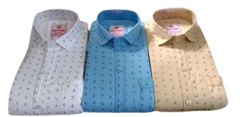 Men Casual Wear Full Sleeve Regular Fit Classic Collar Printed Cotton Shirts Chest Size: 40-42 Inches