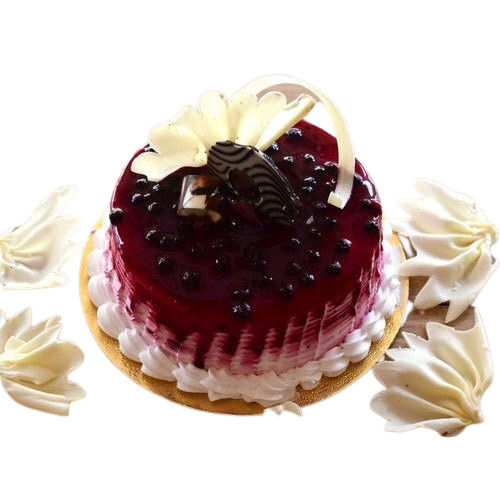 Sweet Taste Mouth Watering And Hygienically Prepared Round Blueberry Cake