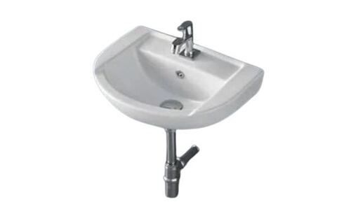 One Piece White Round 355 X 457 X 175 Mm Size And Wall Mounted Ceramic Wash Basin 