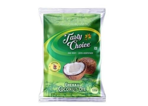 White Pack Of 1 Liter Cold Pressed Tasty Choice Chekku Coconut Cooking Oil