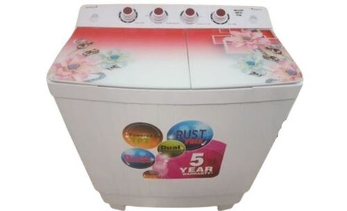 Top Loading Washing Machine - 7Kg Capacity, Plastic Material, White and Red Colors | Semi-Automatic with Digital Control, LED Display, 2 Power Modes, 1 Year Motor Warranty