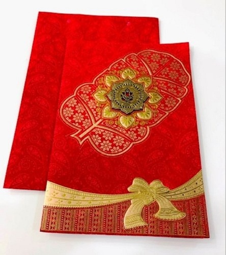 Environmental Friendly Fabric Red Wedding Cards  By LD Offset Printers