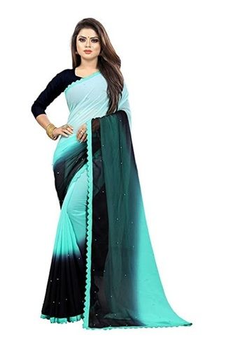 Multi Color Cotton Fabric Art Silk South Style Patch Work Printed Pattern Saree