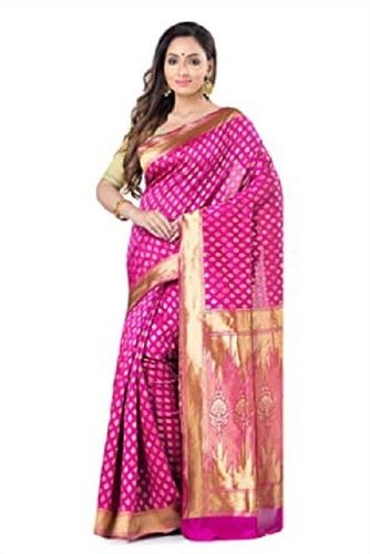 Summer Cotton Silk Banarsi Zari Work Printed All Season Casual Pink Saree