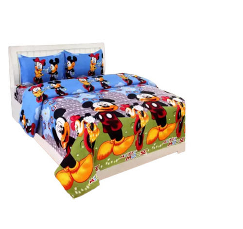 Micky Mouse Printing Washable 5 % Shrinkage King Single Cotton Bed Sheet