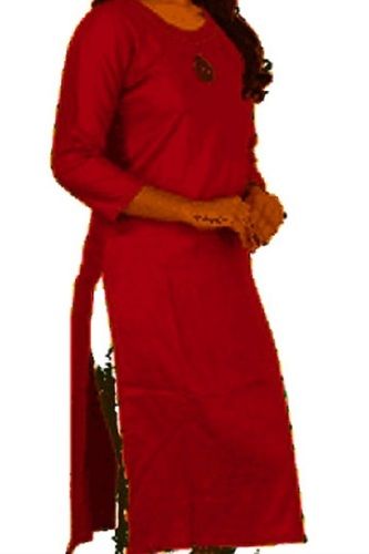 Breathable Trendy And Stylish Pure Cotton Plain Red Kurta