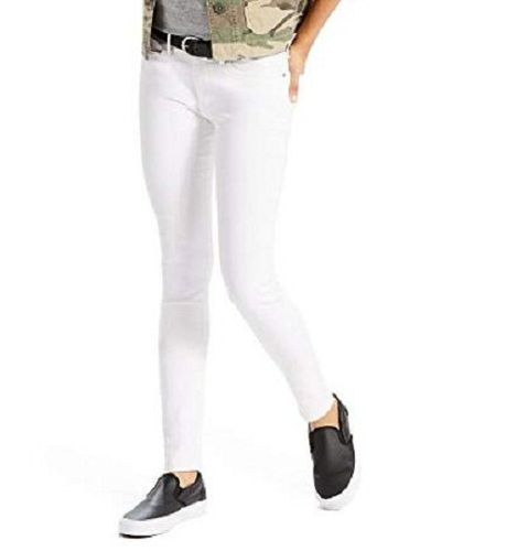 Men White Solid Plain Skinny Fit Fancy Cotton Jeans For Casual Wear Age Group: >16 Years