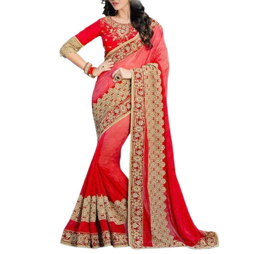 Heavy Embroidered Pink Wedding Wear Saree at Rs.1799/Piece in haldwani  offer by Manglam Sarees