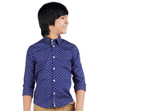 फुल स्लीव वॉशेबल और आरामदायक ब्लू प्रिंटेड कॉटन शर्ट