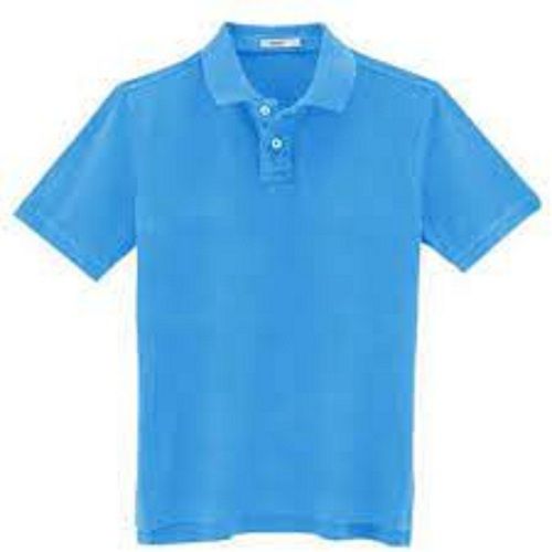 Sky Blue Short Sleeve Collar Neck T Shirt