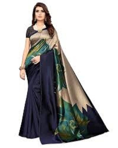 Black Machine Wash Digital Printed Flowery Saree 5.5M Separate Blouse Piece