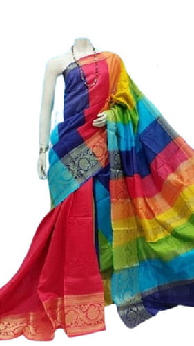 Traditional Multi Color Festive Wear Printed Pattern Chanderi Silk Beautiful Sarees