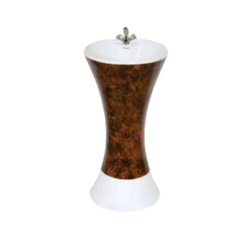 Ceramic Pedestal Wash Basin - Round Shape, Glossy Finish | Easy To Clean, Crack Resistant, Dust Proof