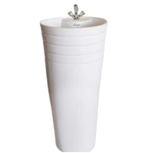 Swisware Ceramic Pedestal Wash Basin - Round Shape, Glossy Finish | Easy To Clean, Eco Friendly, Scratch Resistant, Attractive Design