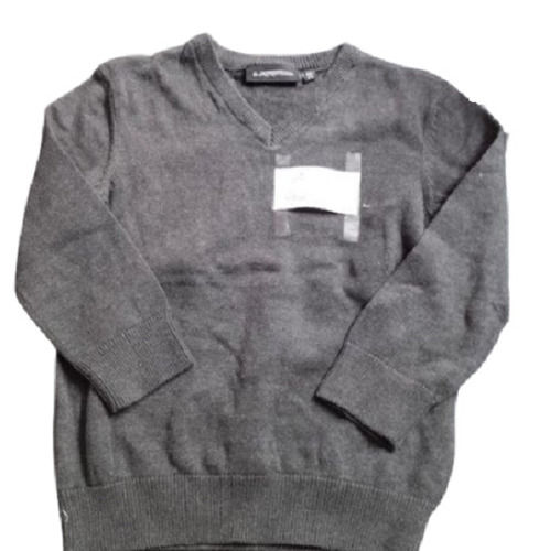 Long Sleeve V Neck Winter Wear Plain Kids Gray Cardigan Sweater