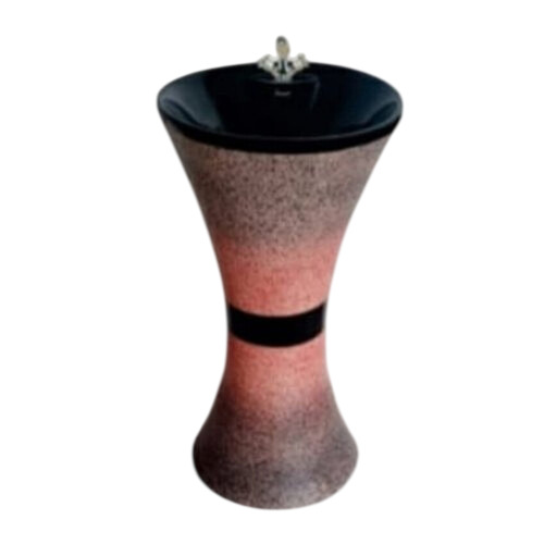 Ceramic Pedestal Wash Basin - Round Shape, Printed Design | Easy To Clean, Dust Proof, Scratch Resistant
