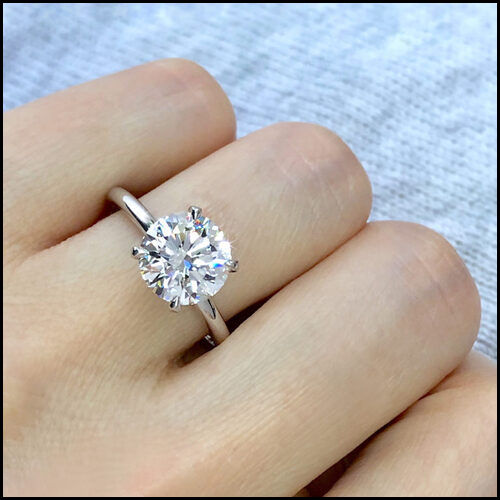 Sterling Silver Moissanite Diamond Ring - Grade: Premium