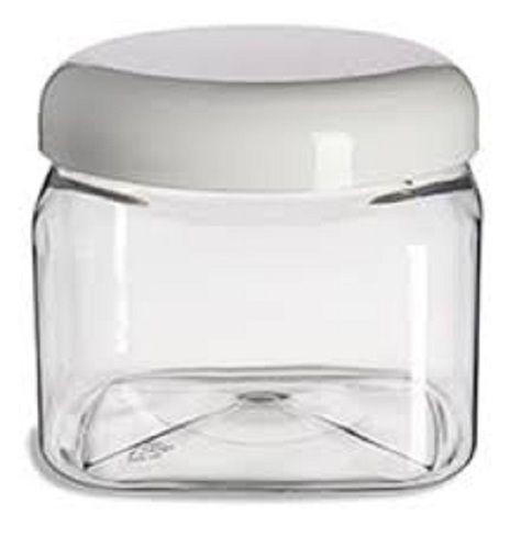 Stylish Square Shape 500 Ml Transparent Pvc Plasitc Jar With Lid For Kitchen