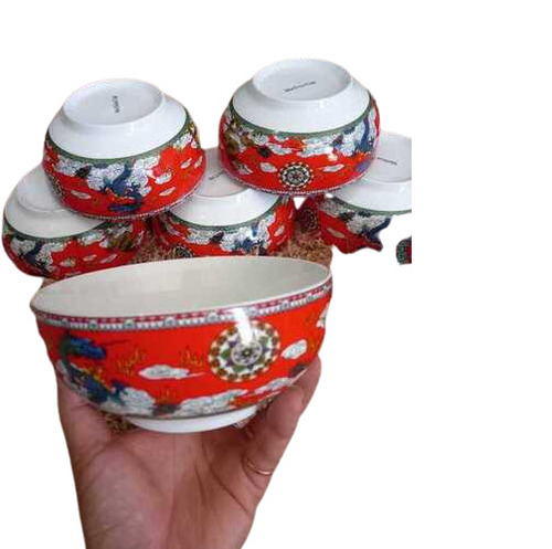 घर और रेस्तरां के लिए लाल 9.5 इंच आकार का फ्लैट सरफेस फिनिशिंग बाउल