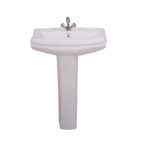 Ceramic Pedestal Wash Basin - Rectangular Shape, Brown Color | Elegant Look, Rugged Design, Easy Installation, Scratch Resistant, Abrasion Resistant