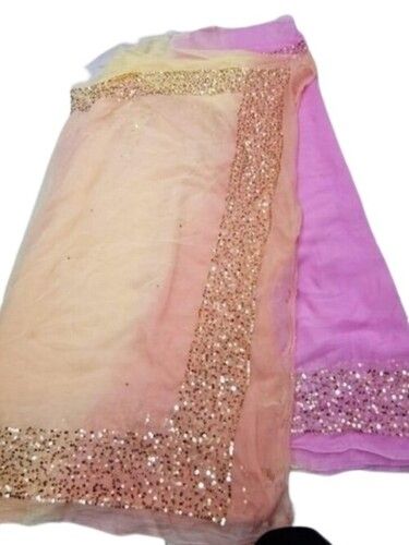 Pink Gorgeous And Beautiful Party Wear Pure Chiffon Saree