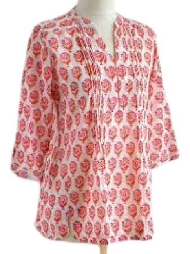Ladies Printed Pattern 3/4th Sleeve Casual Wear Cotton Tops