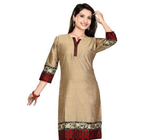 Multicolor Multi-Color Printed Pattern Casual Wear Ladies Cotton Kurti With Lace