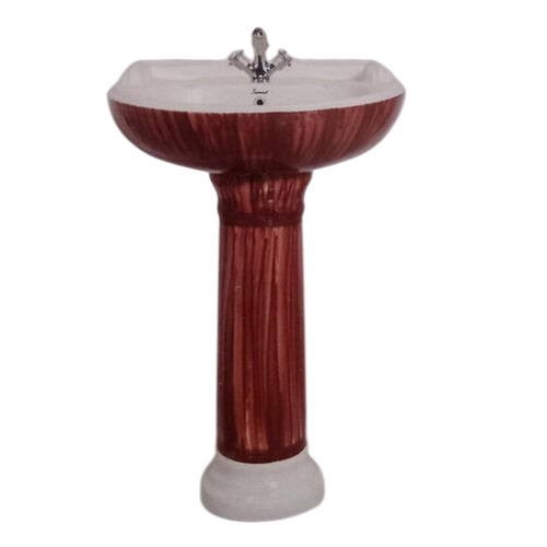 Multicolor Ceramic Pedestal Wash Basin - Color: Brown