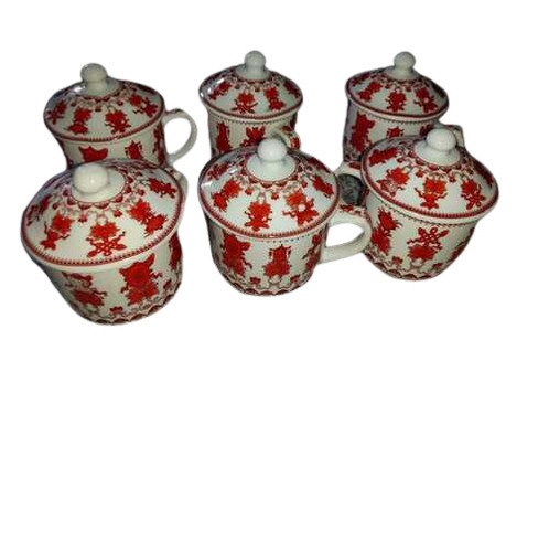 इंटीरियर डेकोर सेट के लिए रेड एंड व्हाइट फ्लैट सरफेस फिनिश सिरेमिक बाउल डिज़ाइन: प्रिंटेड