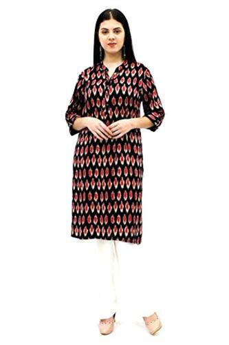 Black And Red Long Lasting Smart Design Comfortable To Wear Long Sleeves Ladies Printed Kurta