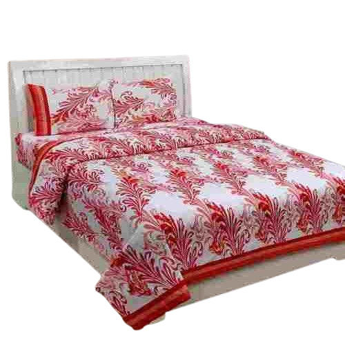 Printed Red And White Cotton Bed Sheet 